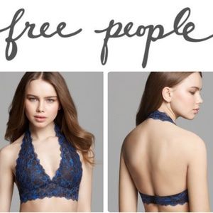 Free People Floral Galloon Lace Halter Bralette